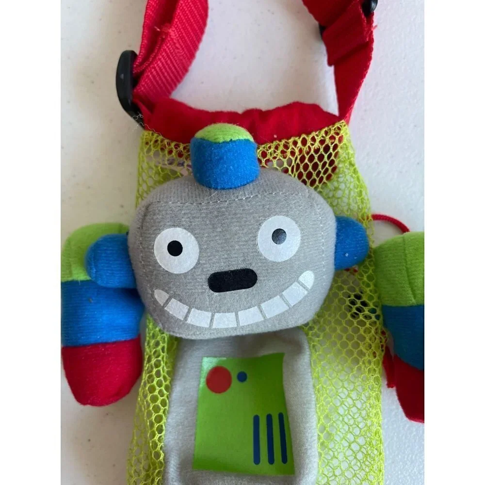 New! Stephen Joseph Bottle Buddy Robot Adjustable Strap Drawcord Green Red Blue